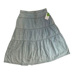 Love Fire Skirt Jean Midi Light Denim Skirt Buttons Stretch Size XL NWT